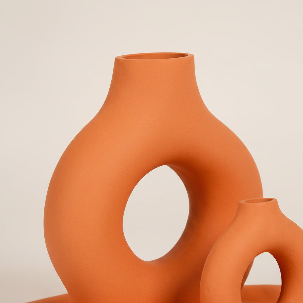 NOMADE - Vase en Ciment fait main ORANGE | (Traité Anti-humidité)