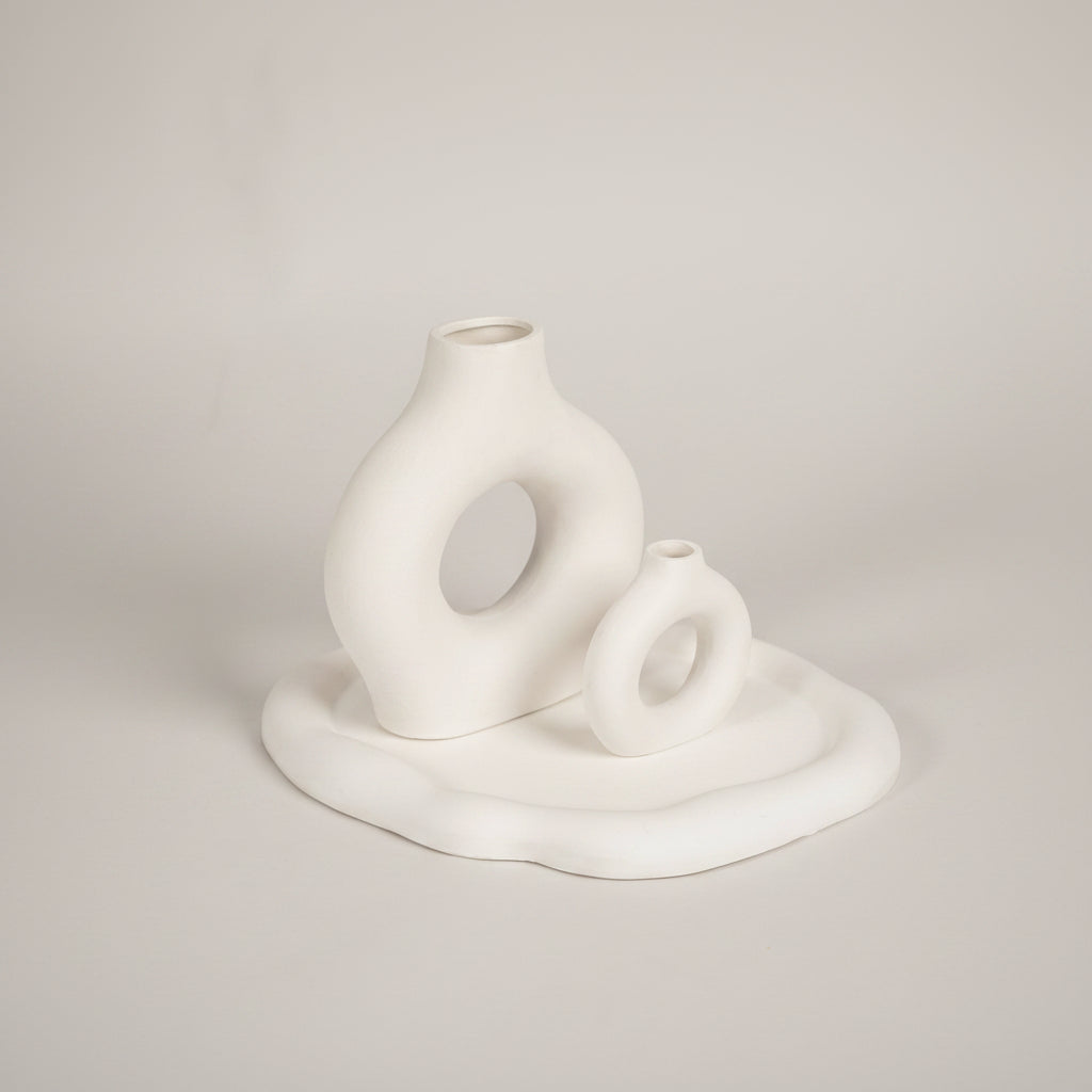 NOMADE - Vase en Ciment fait main BLANC (Traités Anti-humidité)