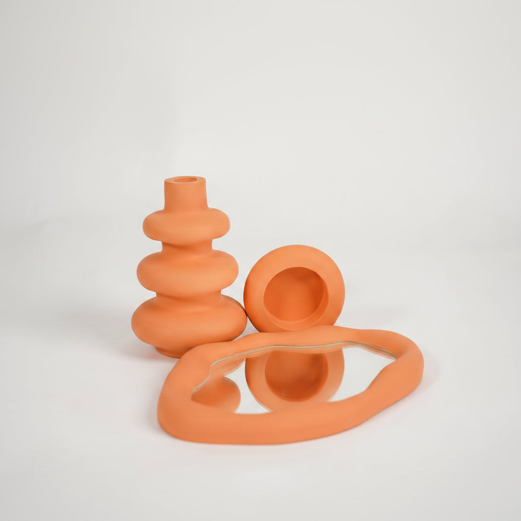 BESSMA - Vase en Ciment fait main ORANGE | (Traité Anti-humidité)