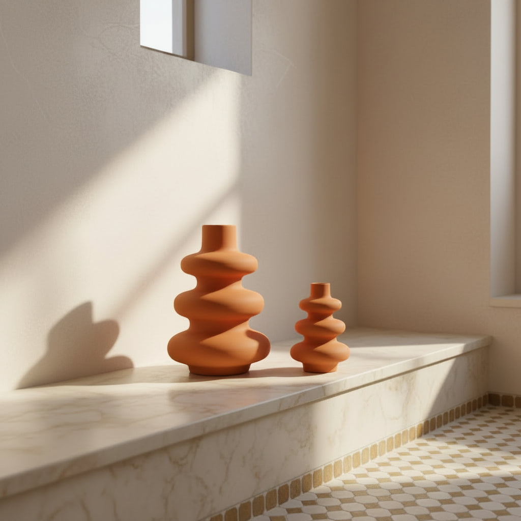 VELIA - Vase en Ciment fait main ORANGE
