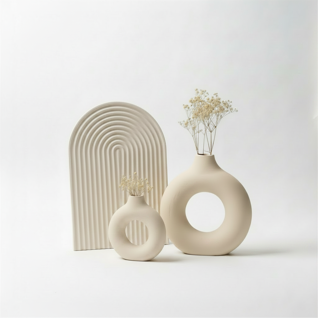 SOUFFRE - Vase en Ciment fait main BEIGE